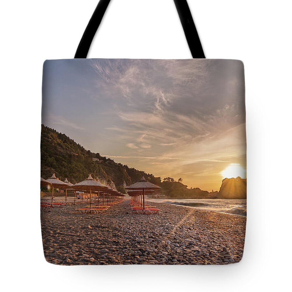Tranquility Tote Bag featuring the photograph Samos Sunset by Carlos Grury Santos Photography