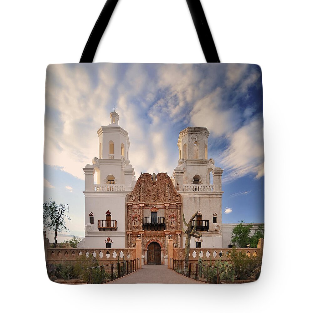 Arch Tote Bag featuring the photograph San Xavier Church by Philippe Sainte-laudy Photography