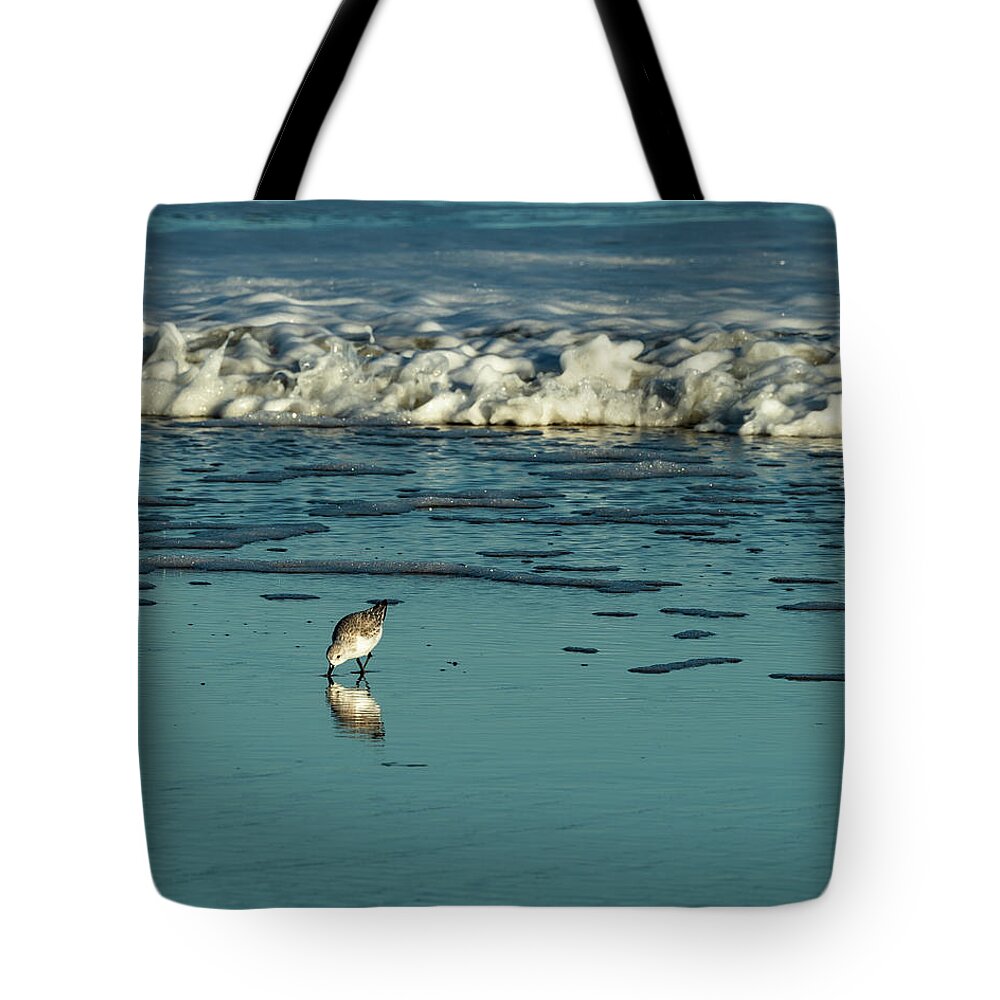 Sandpiper Tote Bag featuring the photograph Sanderlings at Assateague Island National Seashore II by William Dickman