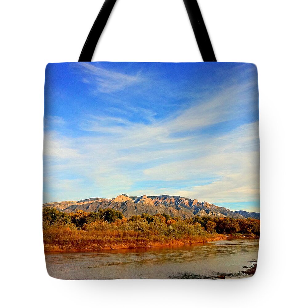 Scenics Tote Bag featuring the photograph Sandia Mountains As Seen From Corales by Daniel Cummins