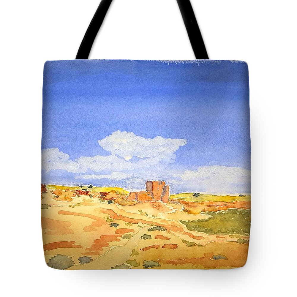 Watercolor Tote Bag featuring the painting Sandstone Lore by John Klobucher