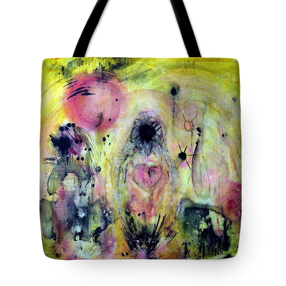 Pink Tote Bag featuring the painting Sanguine by 'REA' Gallery