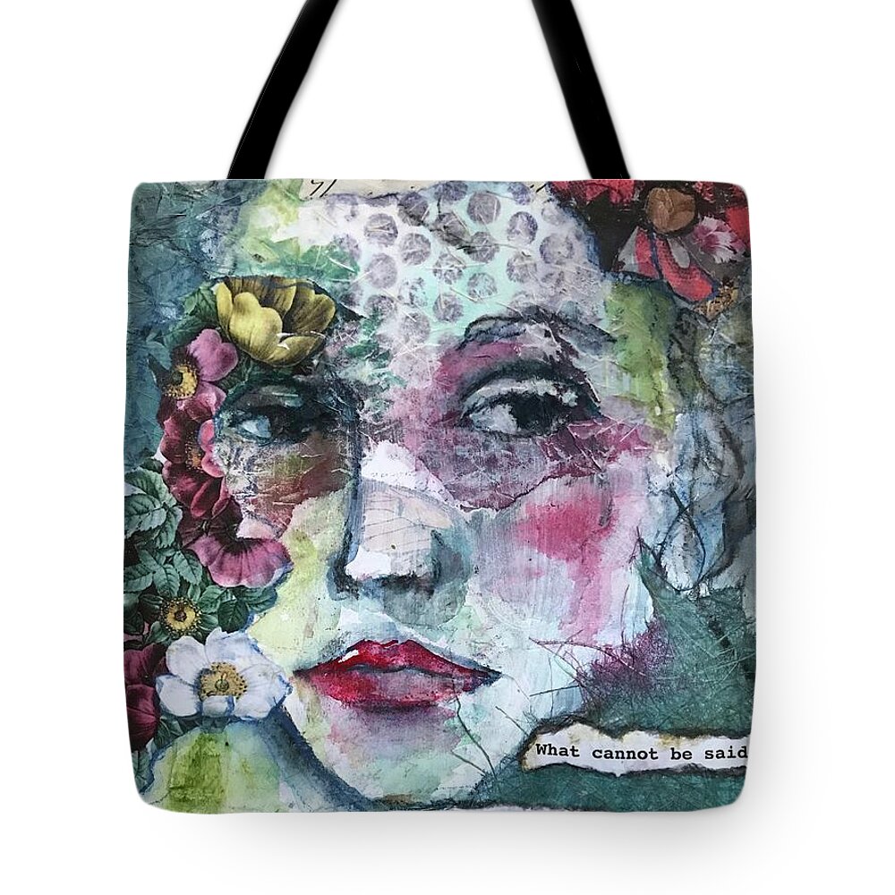 Mixed Media Tote Bag featuring the painting Sappho's Quote by Diane Fujimoto