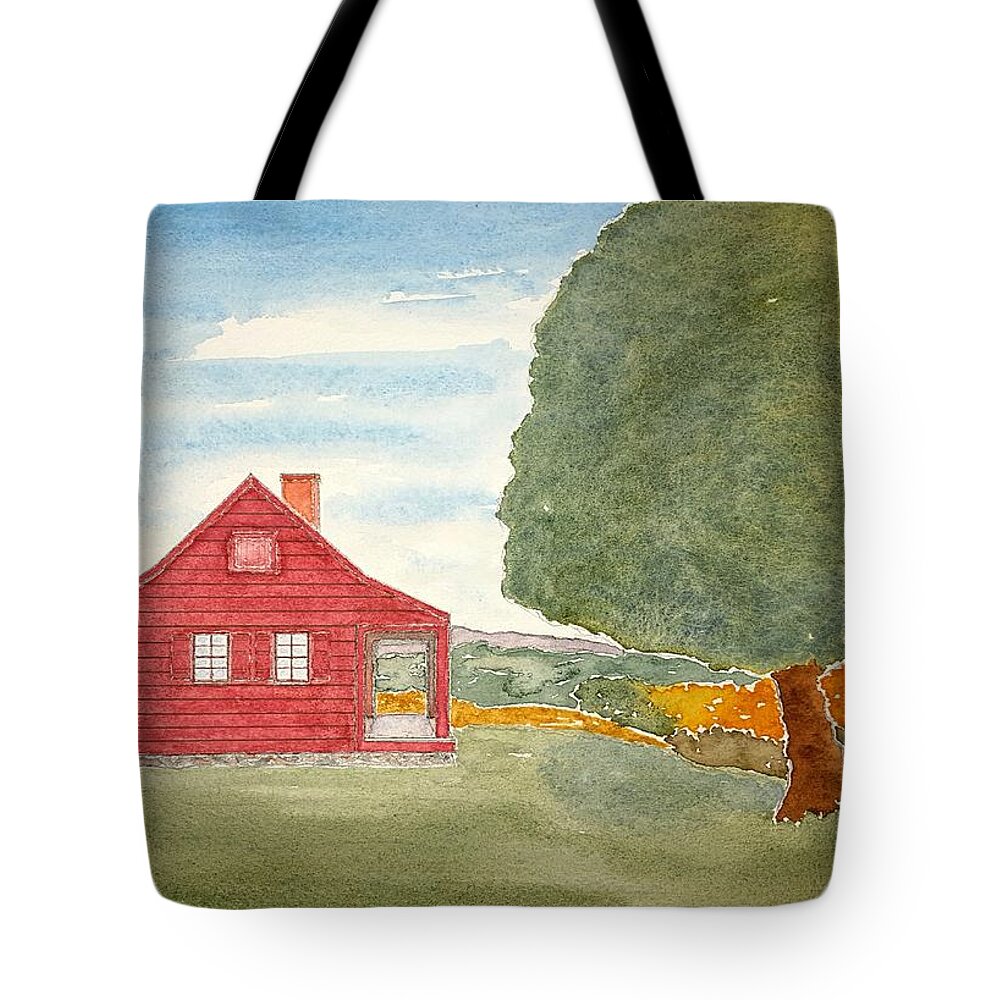 Watercolor Tote Bag featuring the painting Saratoga Farmhouse Lore by John Klobucher