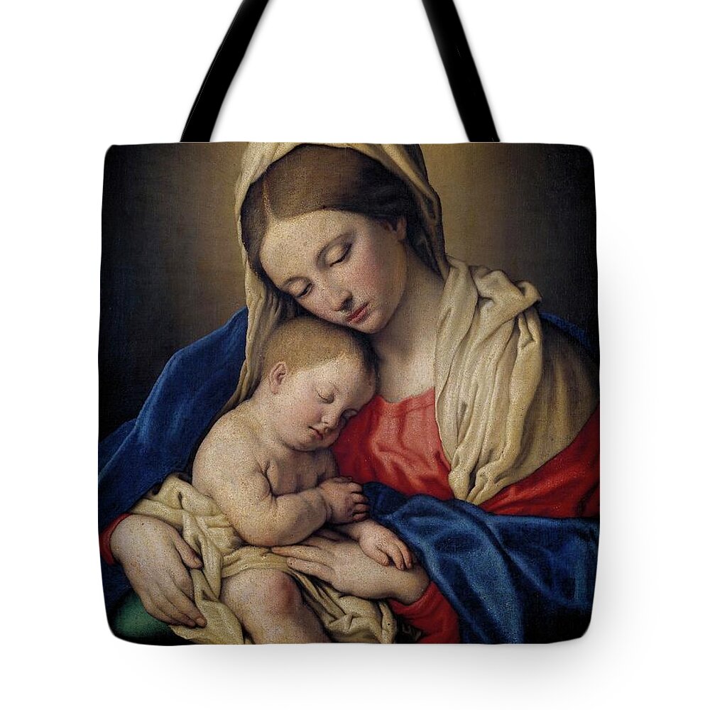 Child Jesus Tote Bag featuring the painting Sassoferrato / 'Madonna and Child', 17th century, Italian School. CHILD JESUS. VIRGIN MARY. by Giovanni Battista Salvi da Sassoferrato -1609-1685-