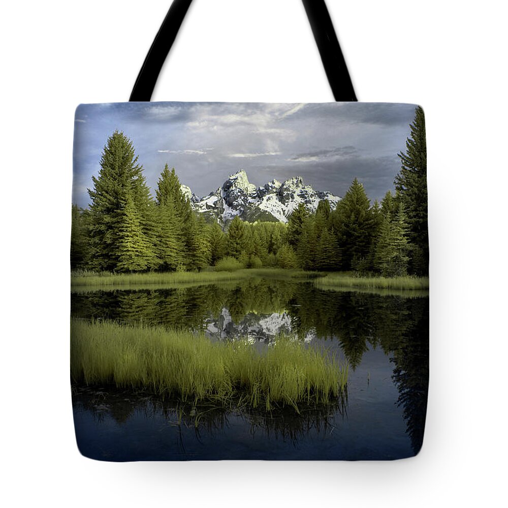 Tetons Tote Bag featuring the photograph Schwabacher Dawn by Jon Glaser
