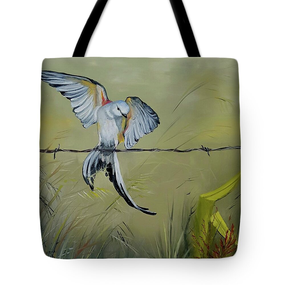 Scissortail Flycatcher Tote Bag featuring the painting Scissortail by Connie Rish