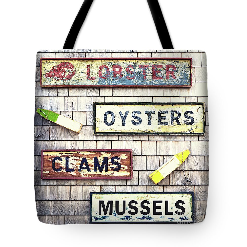 Seafood Tote Bag featuring the photograph Seafood signs by Jane Rix