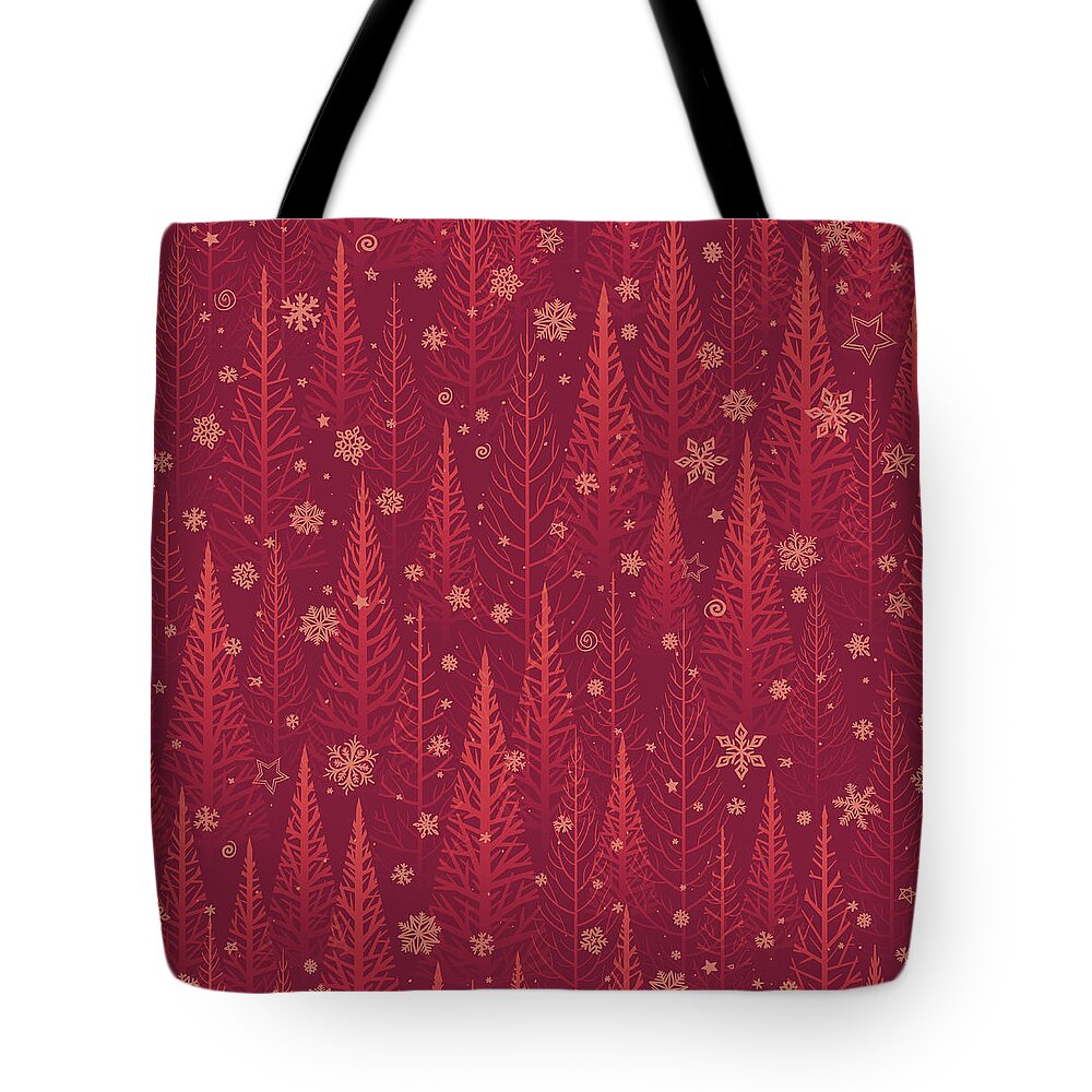 Celebration Tote Bag featuring the digital art Seamless Christmas Background by Enjoynz