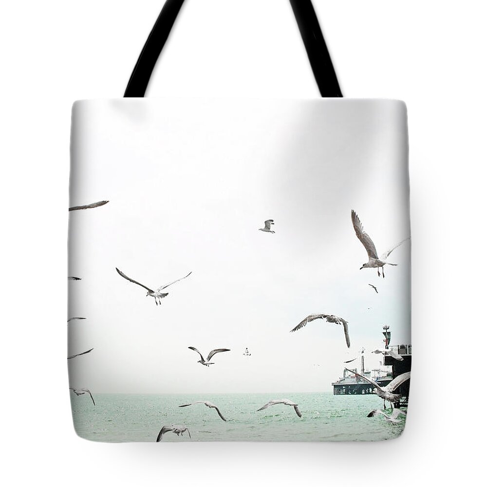 Animal Themes Tote Bag featuring the photograph Seaside Seagulls by Richard Newstead