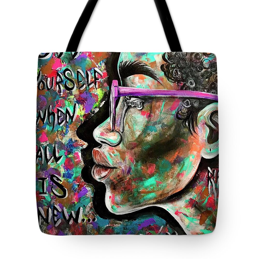 Depressed Tote Bag featuring the painting See yourself when all is new by Artist RiA
