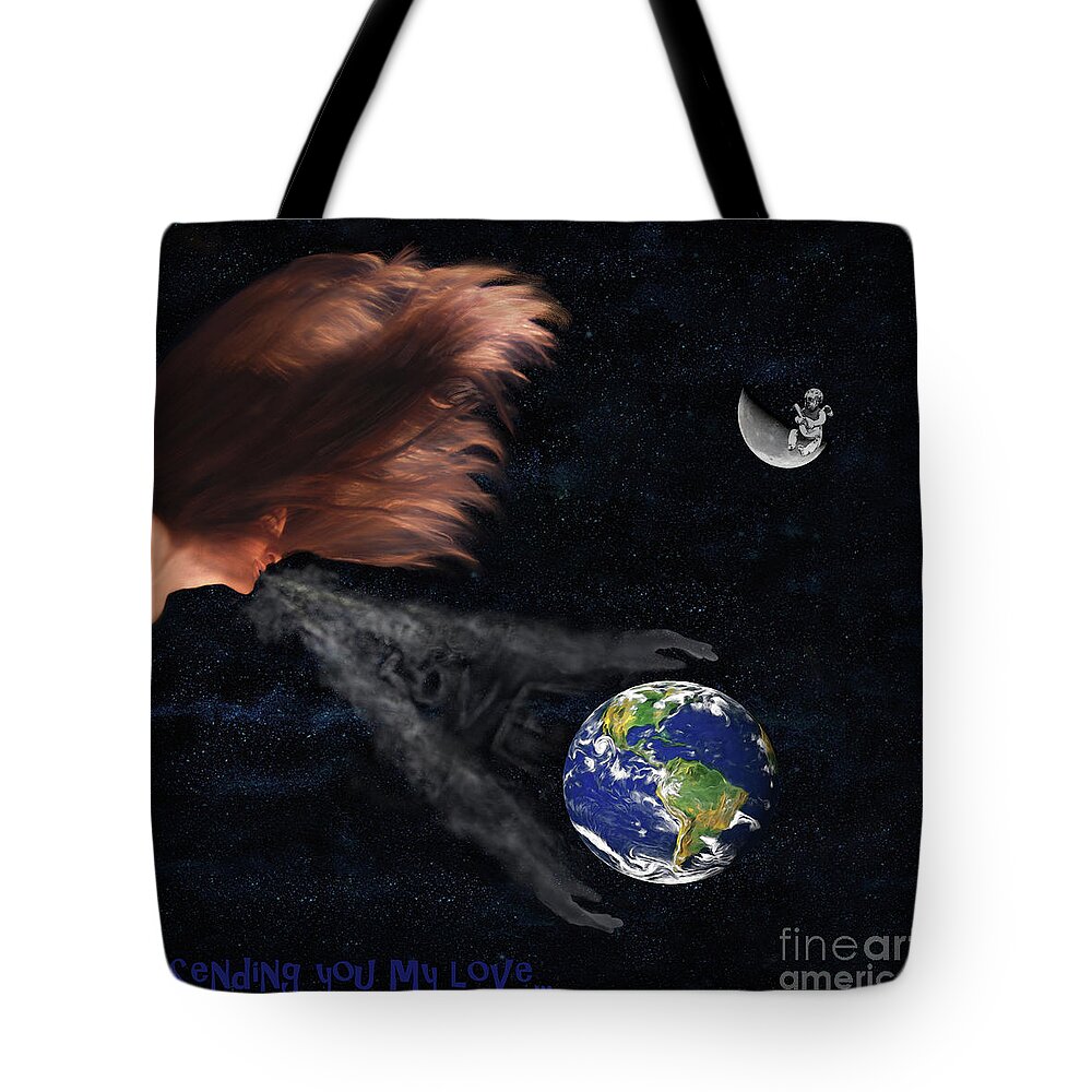 Earth Tote Bag featuring the digital art Sending You My Love by Jeff Breiman