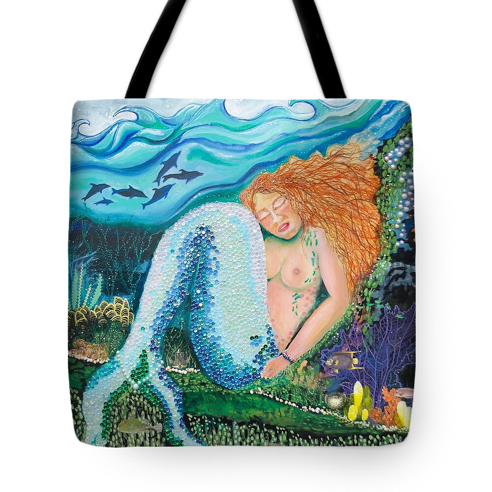 Mermaid Tote Bag featuring the painting Serena of the Sea by Patricia Arroyo