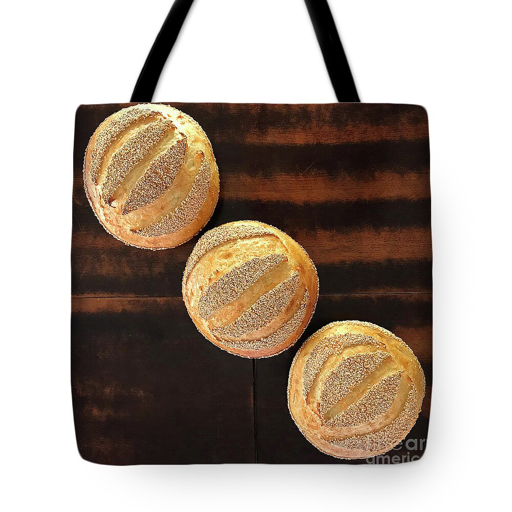 Bread Tote Bag featuring the photograph Sesame Seed Stripes 1 by Amy E Fraser