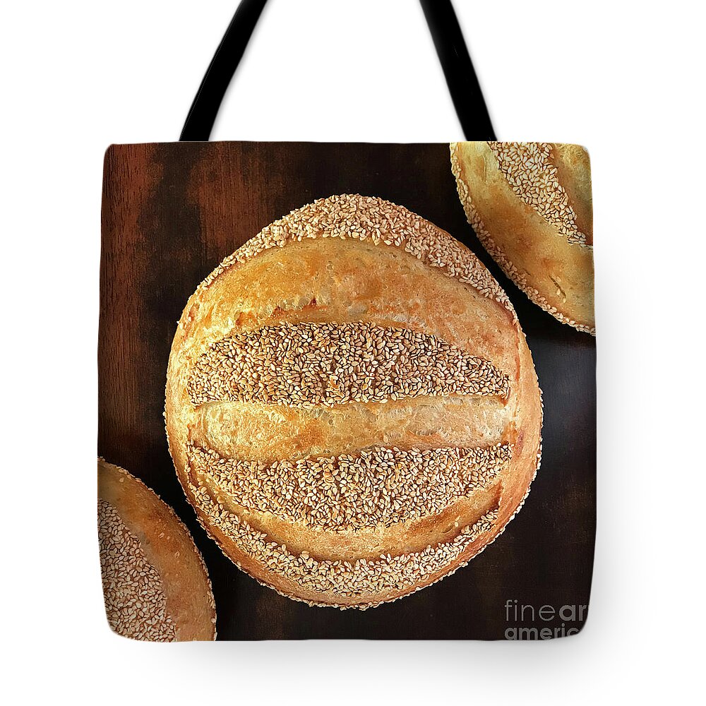 Bread Tote Bag featuring the photograph Sesame Seed Stripes 4 by Amy E Fraser