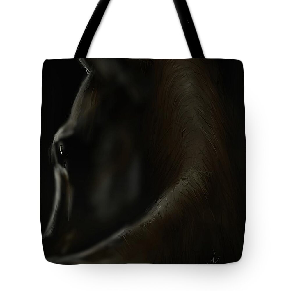 Horse Tote Bag featuring the digital art Shadow Horse by Darren Cannell