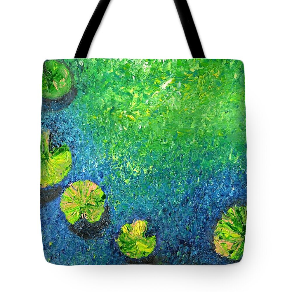 Shadow Tote Bag featuring the painting Shadow on water by Chiara Magni