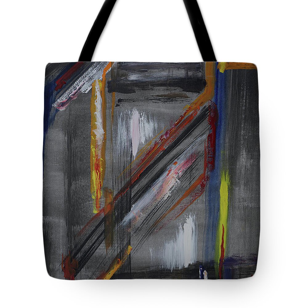 Abstract Tote Bag featuring the painting Shaft by Karen Fleschler