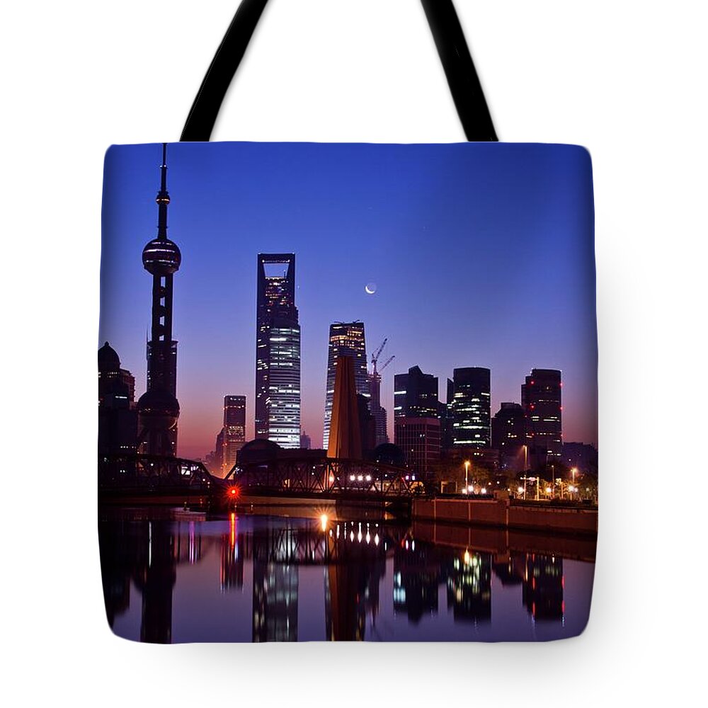 Dawn Tote Bag featuring the photograph Shanghai Morning by Qianli Zhang