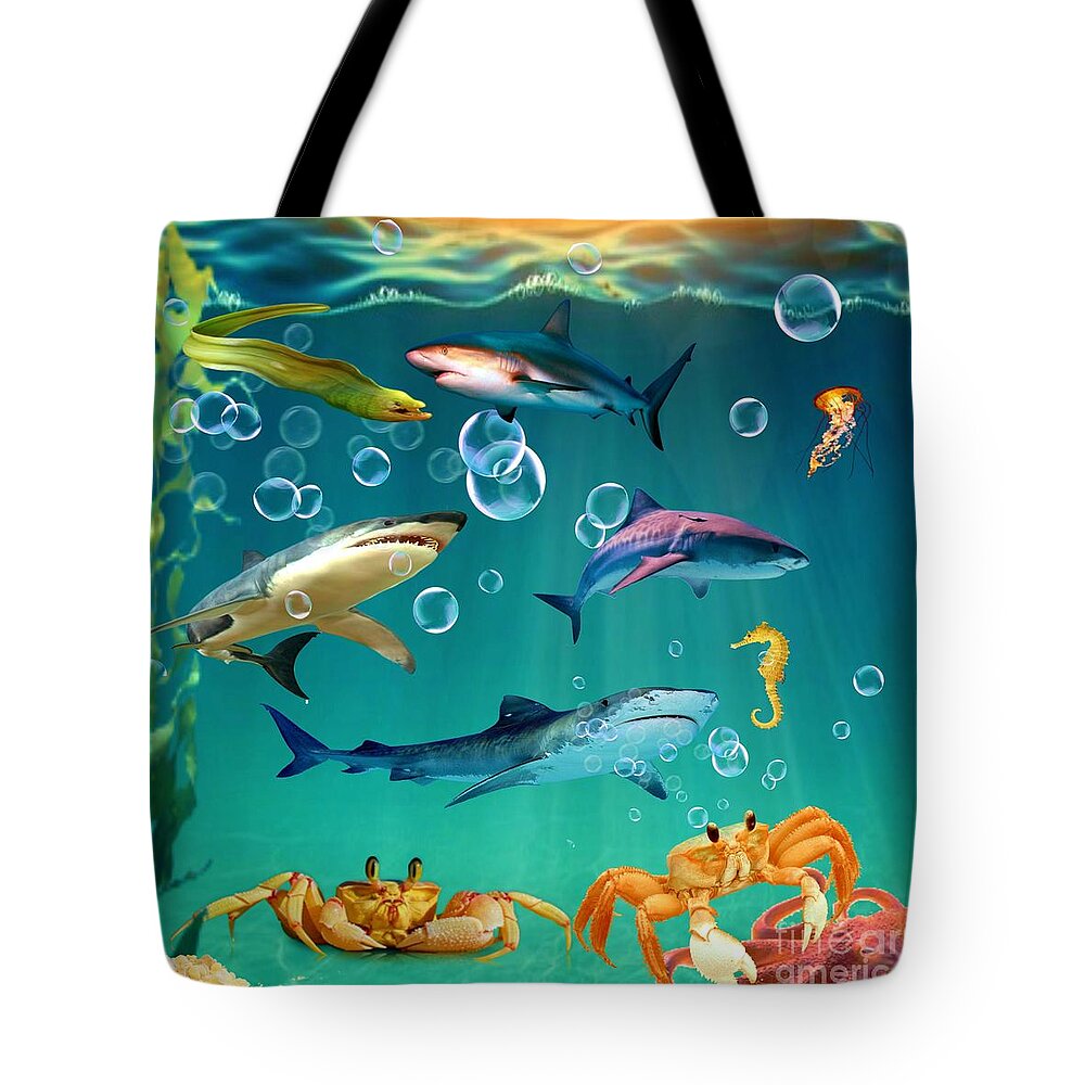 Gena Livings Tote Bag featuring the photograph Shark Tank by Gena Livings