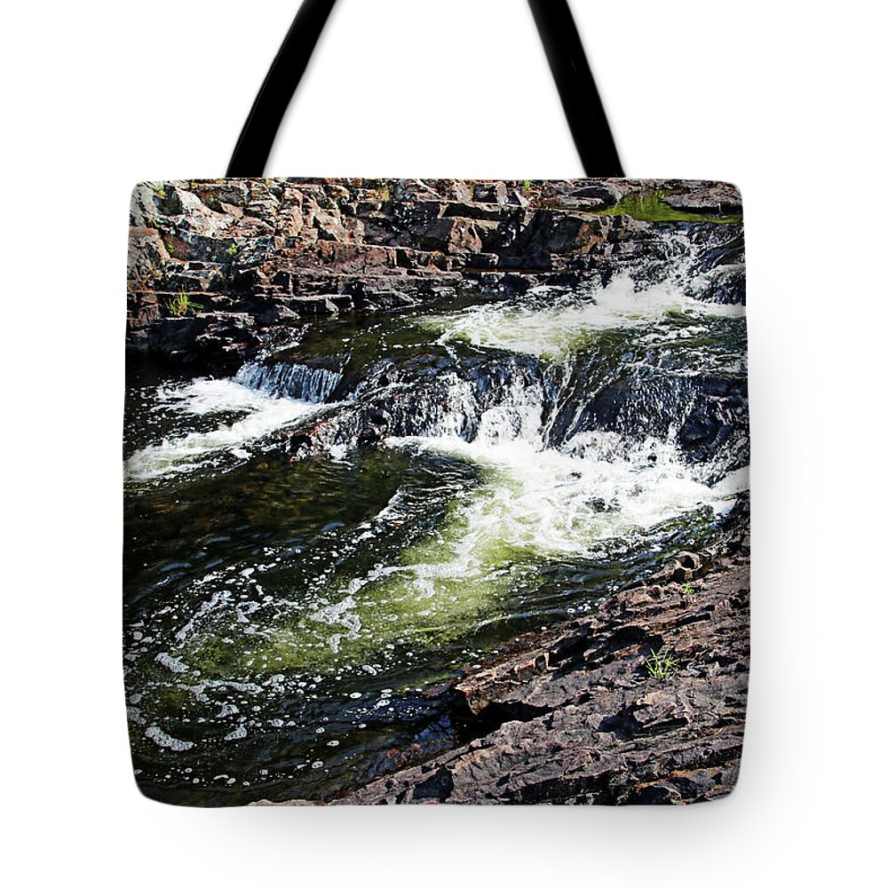 Shawanaga River Tote Bag featuring the photograph Shawanaga Cascades III by Debbie Oppermann
