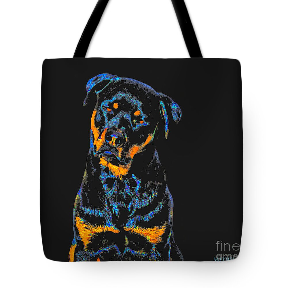 Rottweilers Tote Bag featuring the mixed media Shhhhhh by Mayhem Mediums
