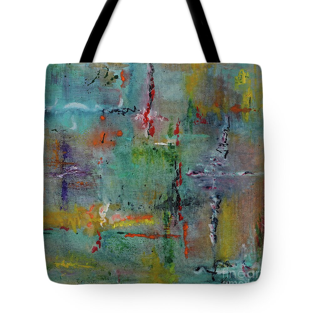 Abstract Tote Bag featuring the painting Shimmering by Karen Fleschler