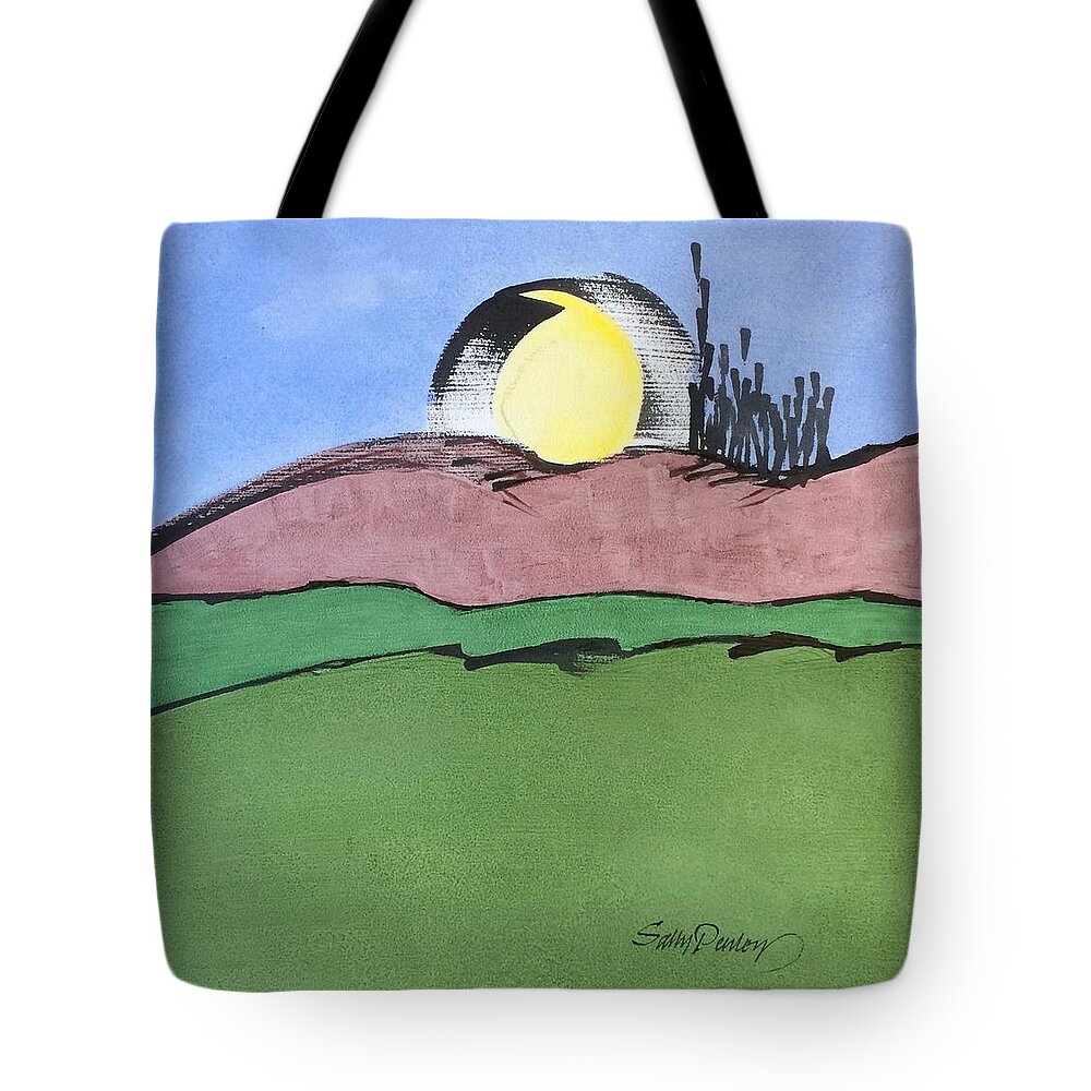 Sumi Ink Images Tote Bag featuring the drawing Shine On, Harvest Moon by Sally Penley