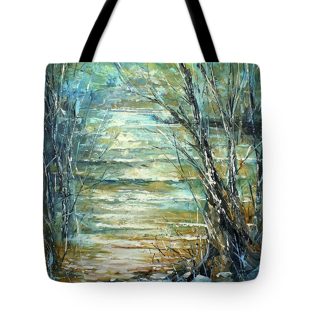 Expressionism Tote Bag featuring the painting Shoal by Michael Lang