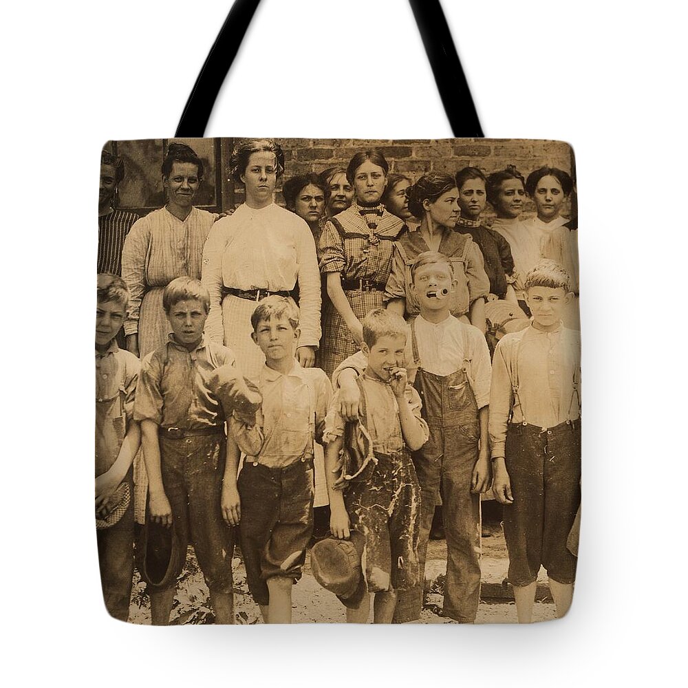 White Tote Bag featuring the painting Shorty The Smallest Youngsters 1912 by Celestial Images