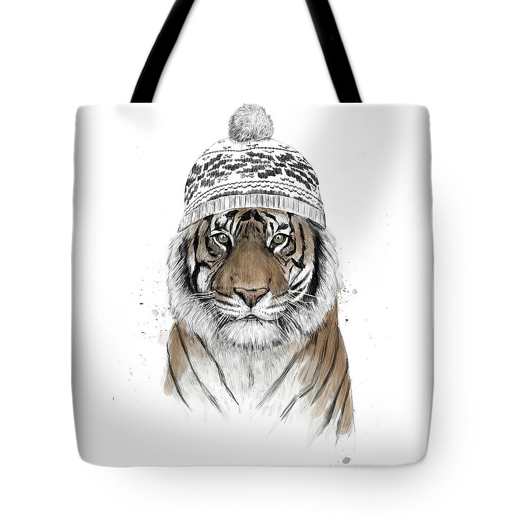Tiger Tote Bag featuring the mixed media Siberian tiger by Balazs Solti