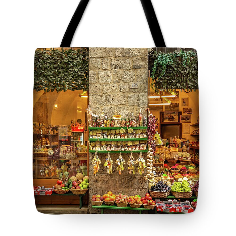 Siena Tote Bag featuring the photograph Siena Market by Marcy Wielfaert
