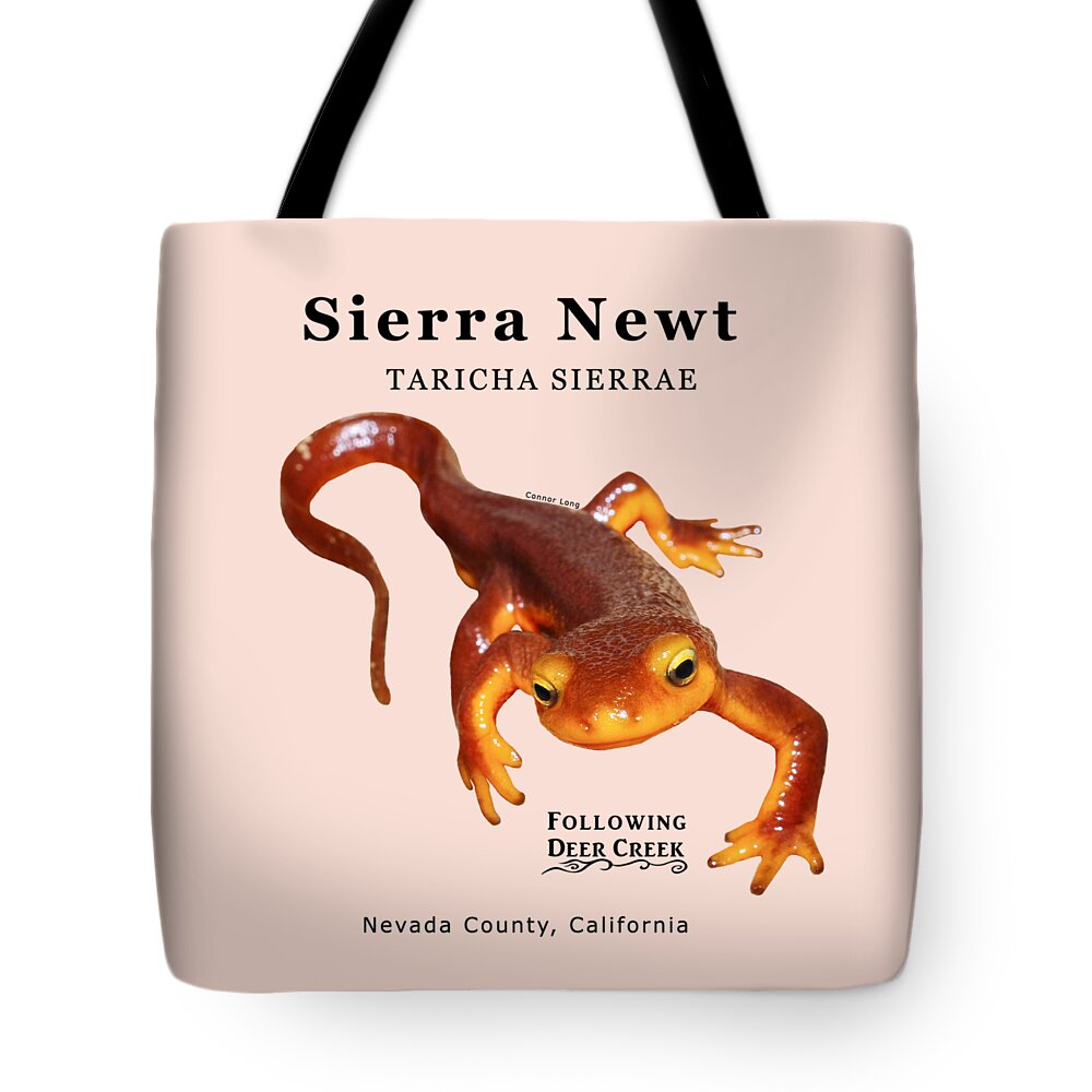 Newt Tote Bag featuring the digital art Sierra Newt - Black text by Lisa Redfern