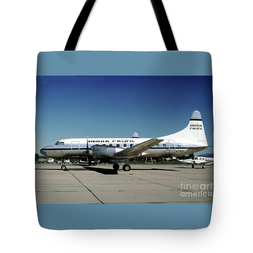 N73121 Tote Bag featuring the photograph Sierra Pacific Airlines Convair CV-580 N73121 by Wernher Krutein