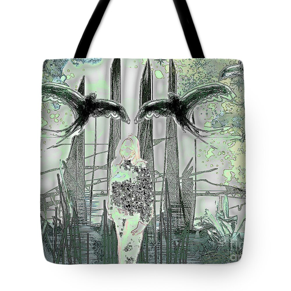 Sea Tote Bag featuring the digital art Signs of Change by Alexandra Vusir