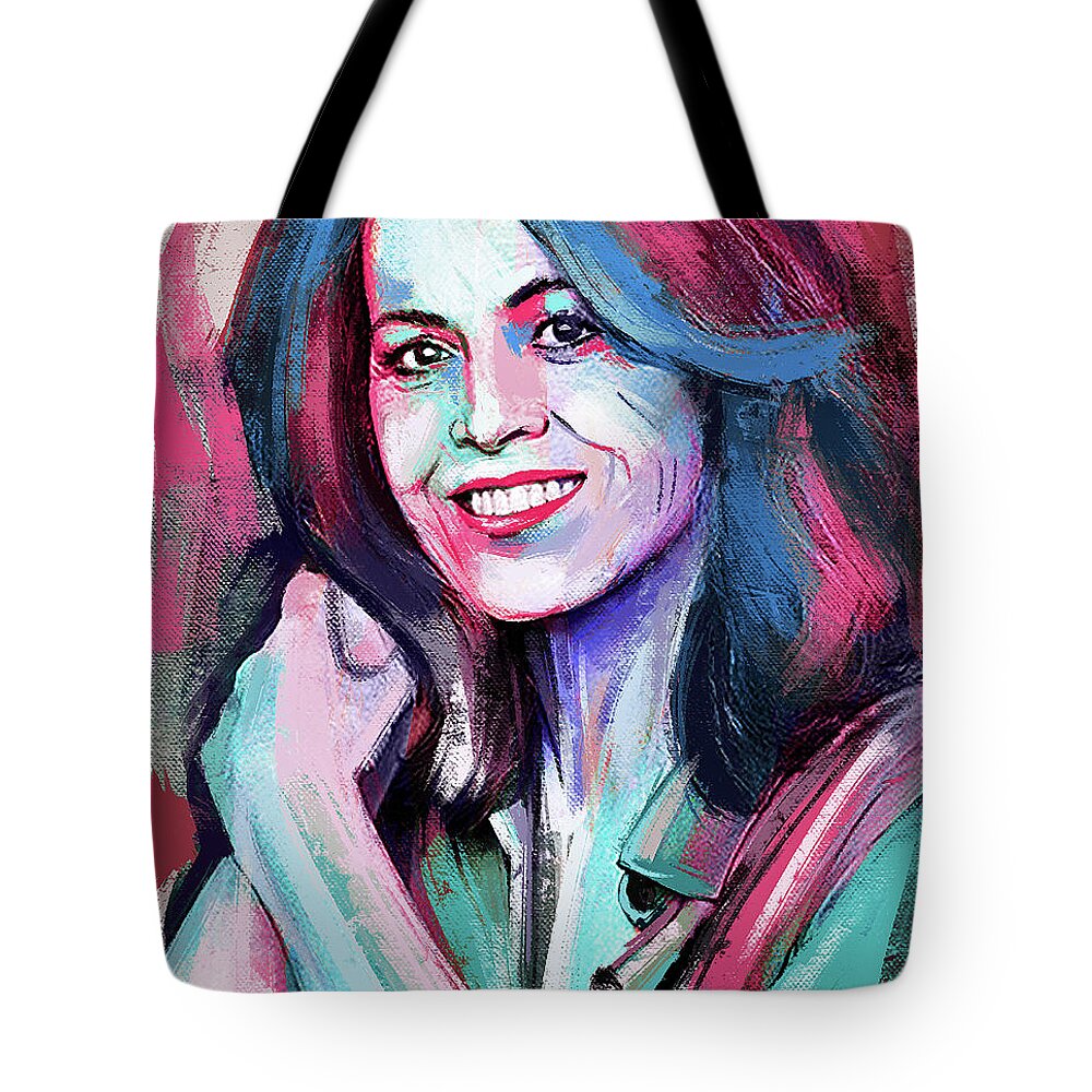 Sigourney Tote Bag featuring the painting Sigourney Weaver by Stars on Art