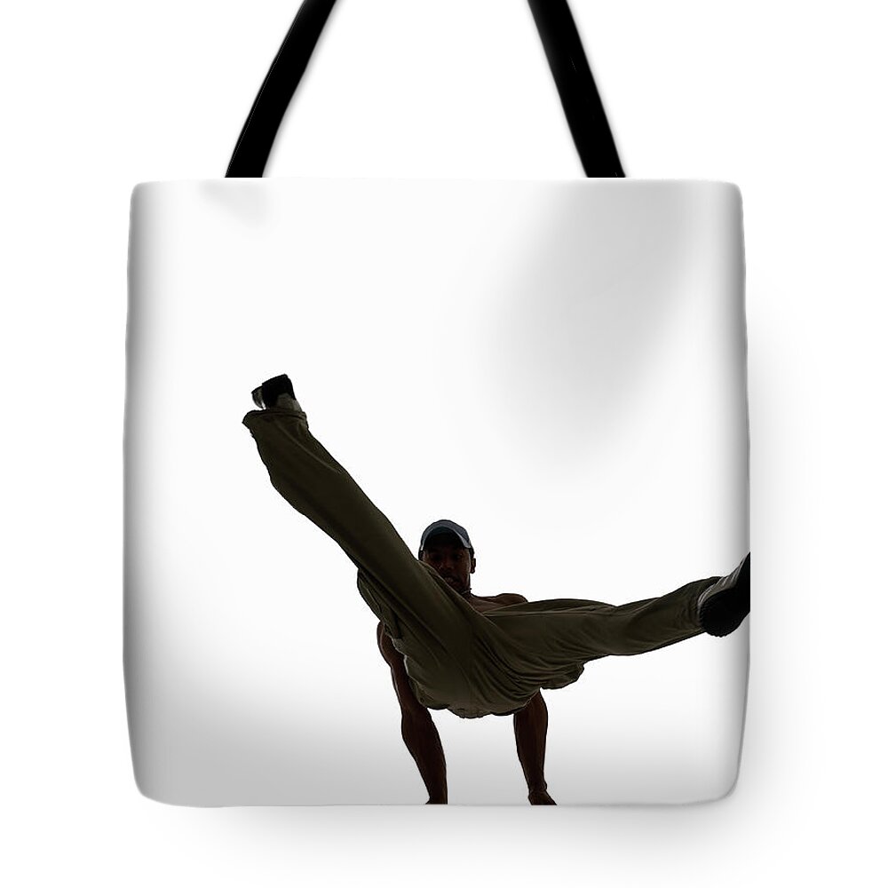Silhouette Of Male Breakdancer Tote Bag by John Lamb 