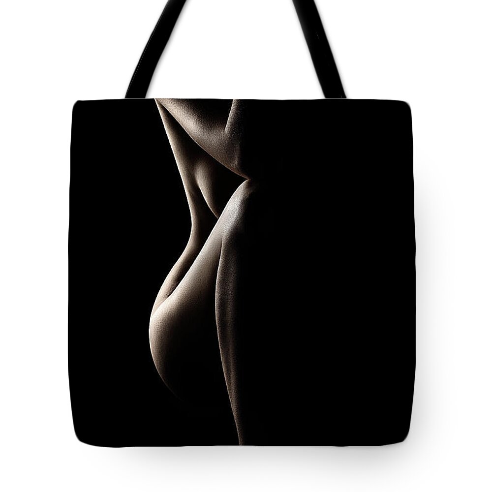 Nude Tote Bag featuring the photograph Silhouette of nude woman by Johan Swanepoel