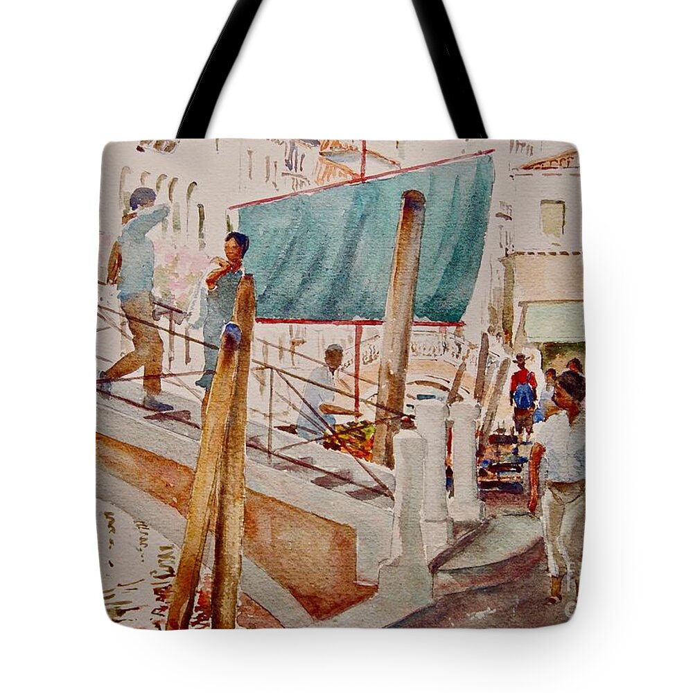 Travel Tote Bag featuring the painting Silhouettes Ponte Dei Pugni by Clive Wilson
