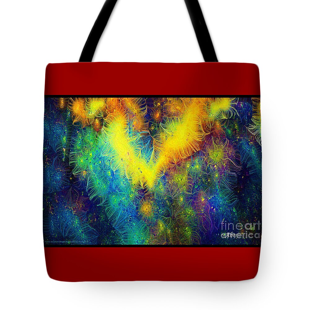 Silk-featherbrush By Aberjhani Tote Bag featuring the mixed media Silk-Featherbrush Number 1 - Rhapsody in the Key of Joy and Mystery by Aberjhani