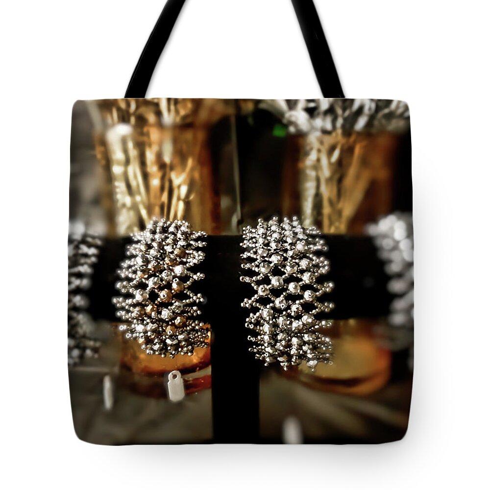 Crystal Tote Bag featuring the jewelry Silver Sparkling Bracelets Display by CG Abrams
