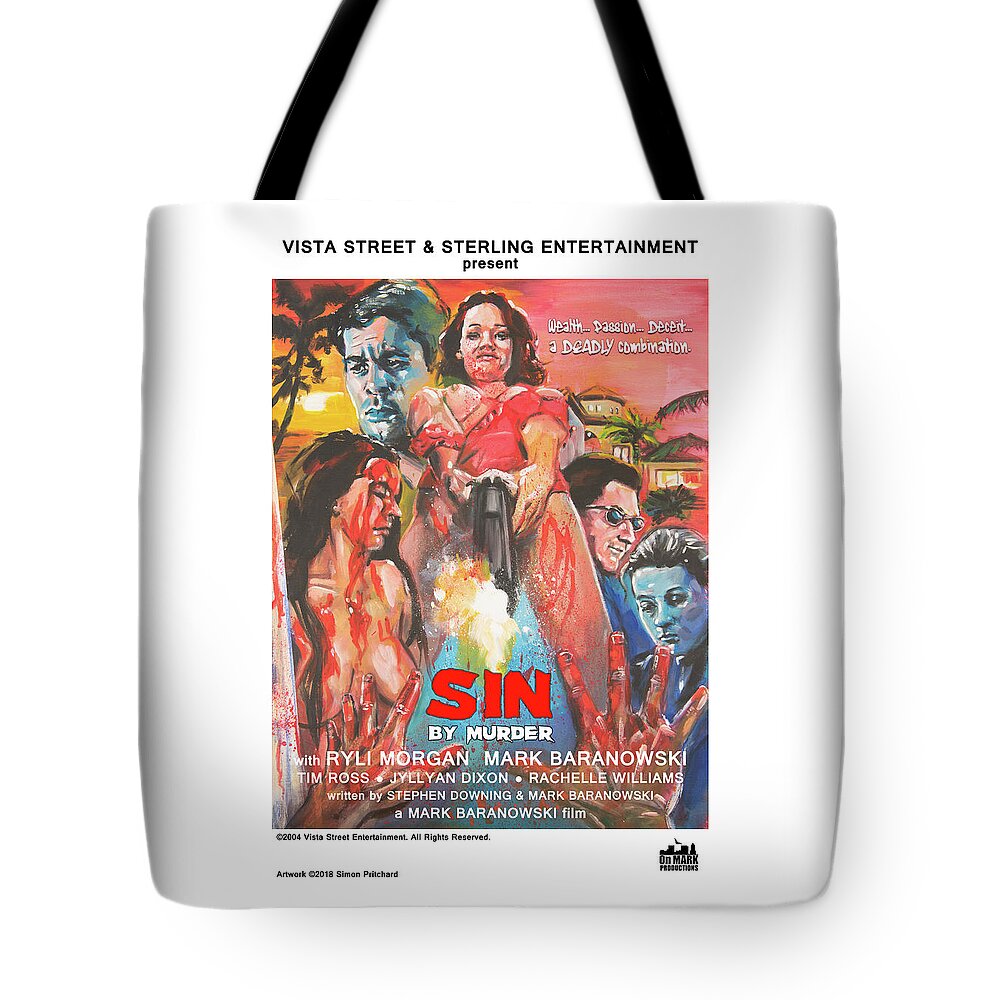 Movie Tote Bag featuring the painting Sin by Murder poster C by Mark Baranowski