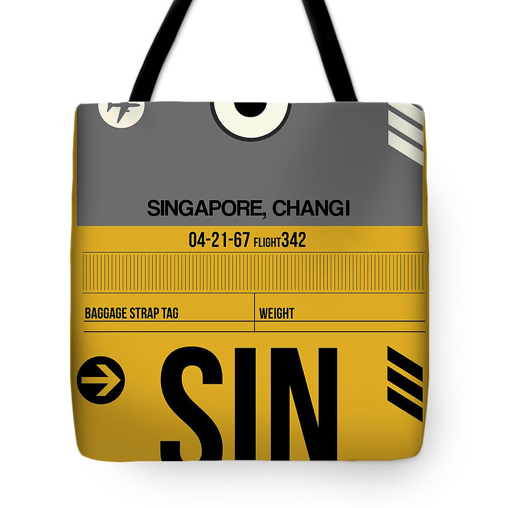Vacation Tote Bag featuring the digital art SIN Singapore Luggage Tag I by Naxart Studio