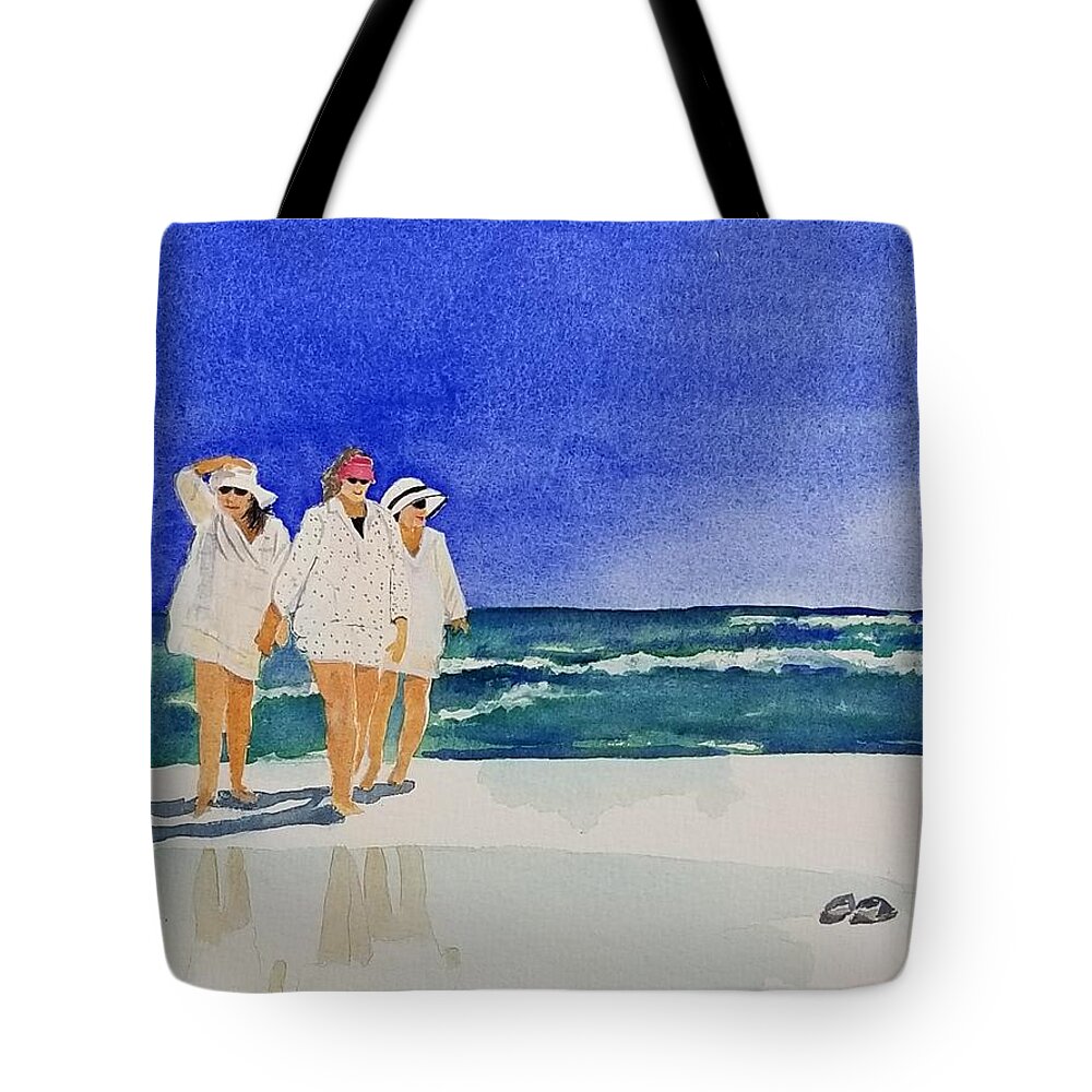 Sisters Tote Bag featuring the painting Sisters by Ann Frederick