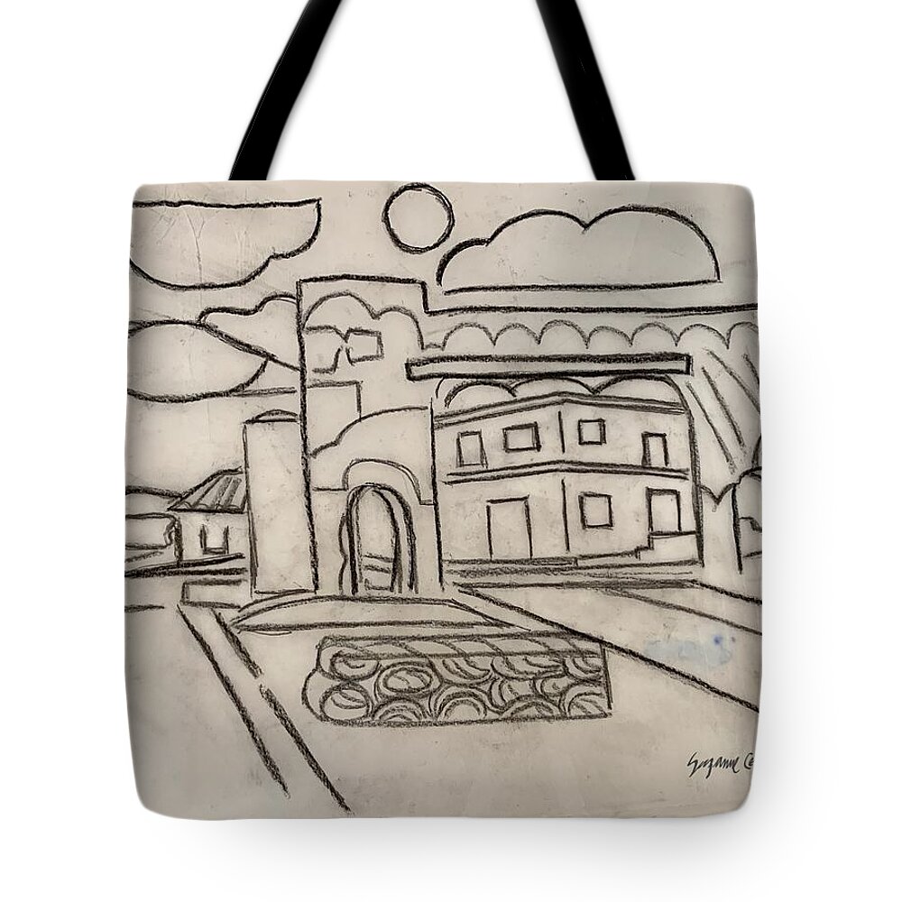 Pencil Drawing Tote Bag featuring the painting Sketch of Arch Laguna del Sol by Suzanne Giuriati Cerny