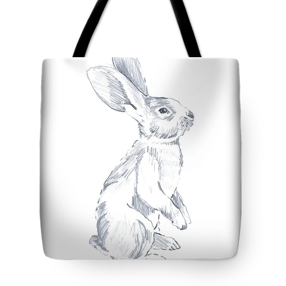 Sketched Tote Bag featuring the drawing Sketched Rabbit I by Lanie Loreth