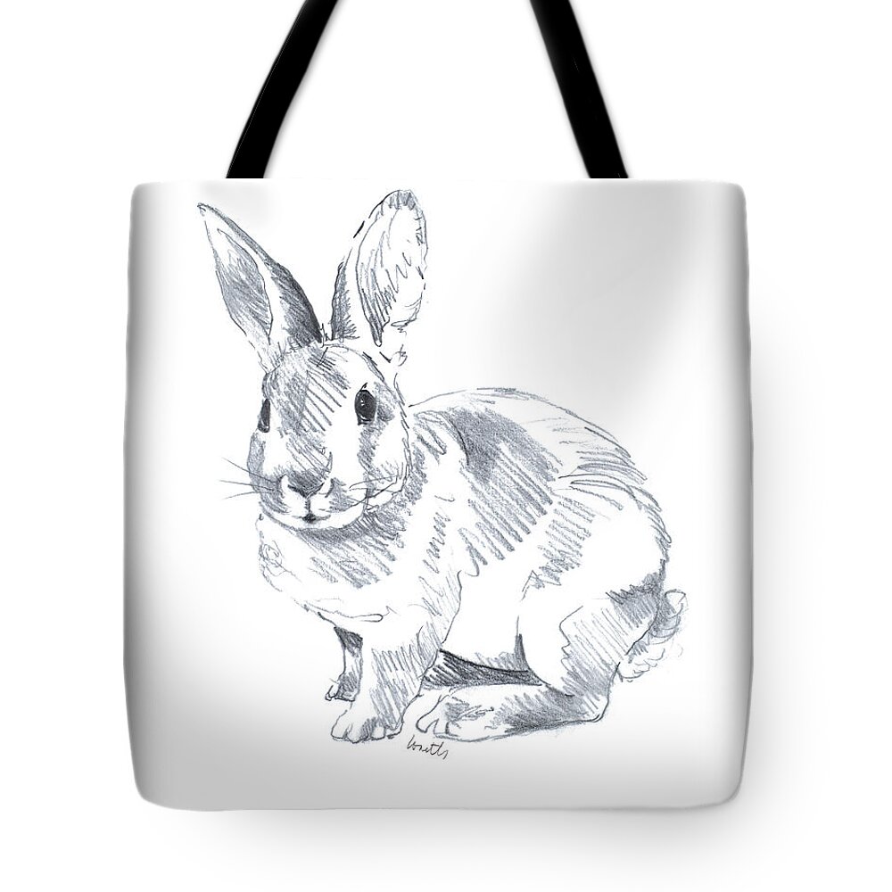 Sketched Tote Bag featuring the drawing Sketched Rabbit II by Lanie Loreth