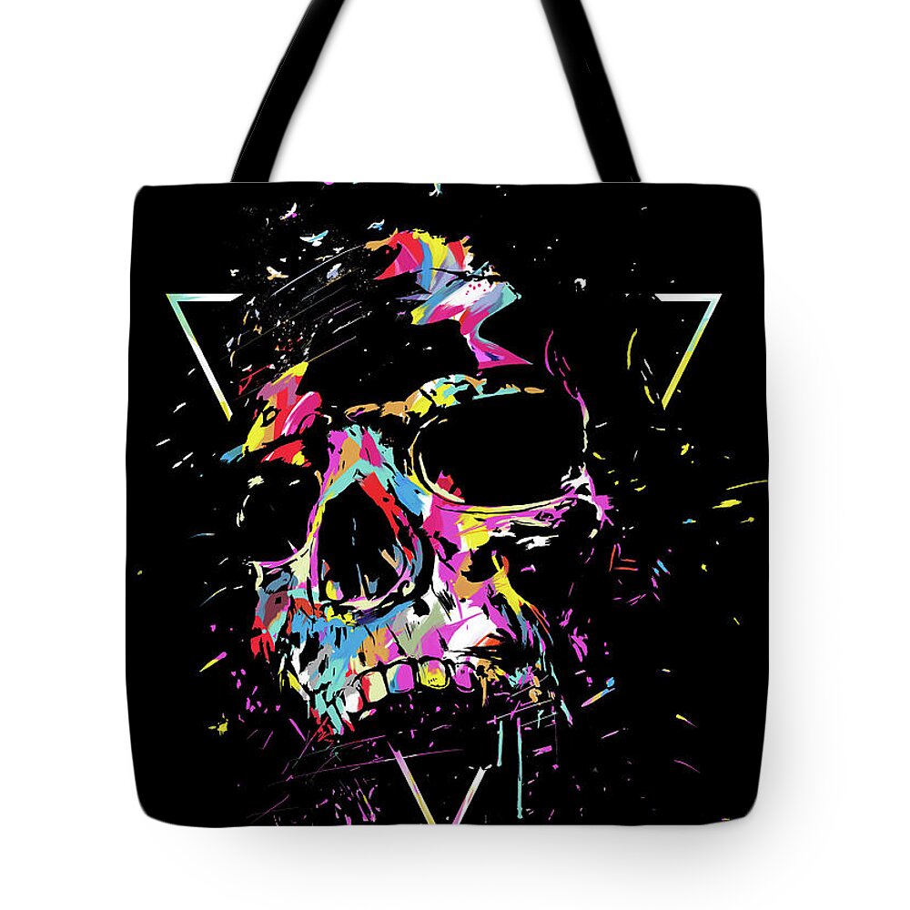 Skull Tote Bag featuring the mixed media Skull X by Balazs Solti