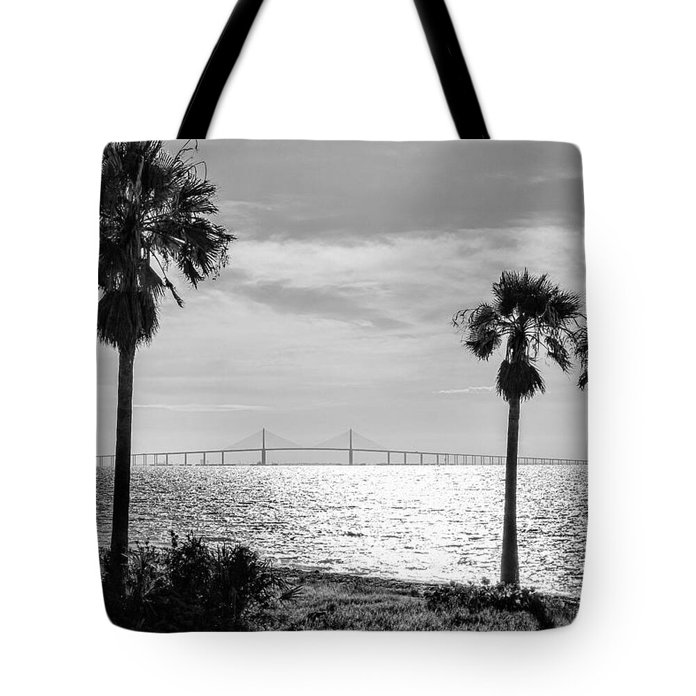 Sea Tote Bag featuring the photograph Skyway Through the Palmss by Robert Wilder Jr