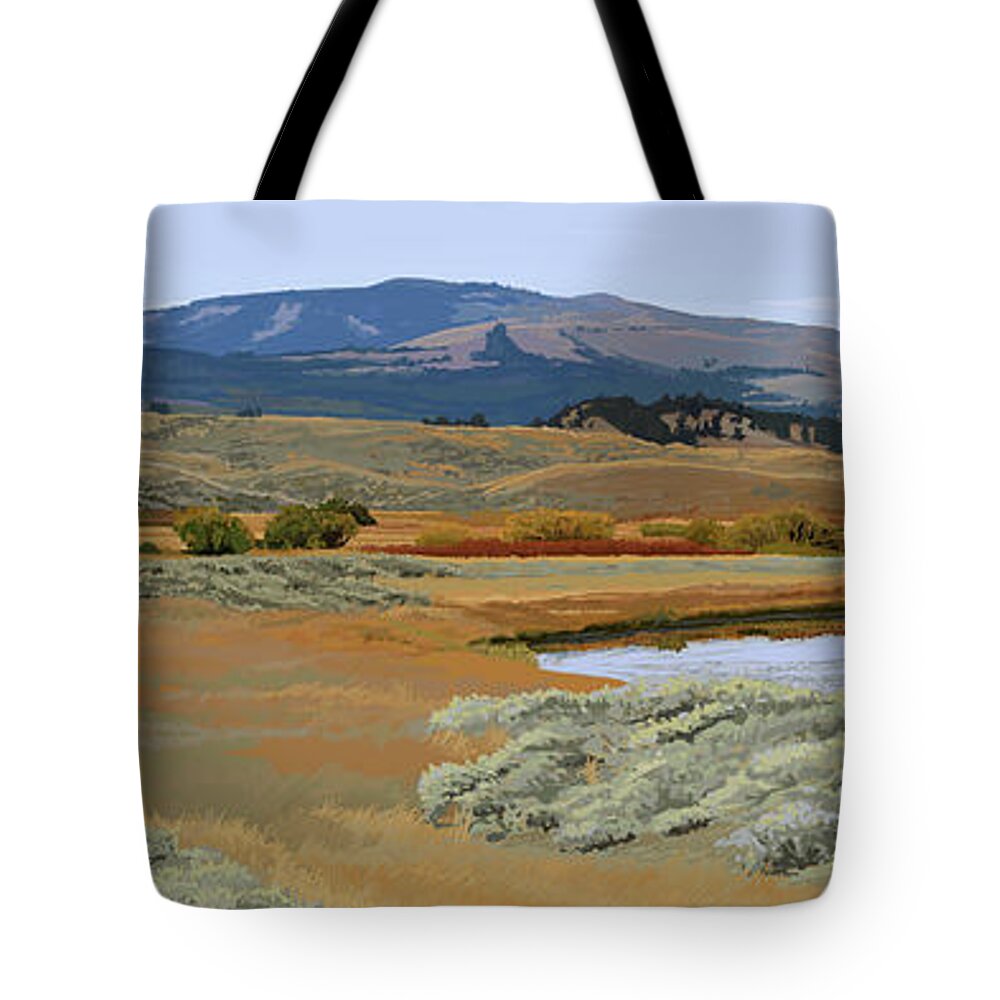 Animals Tote Bag featuring the painting Slough Creek Autumn by Pam Little